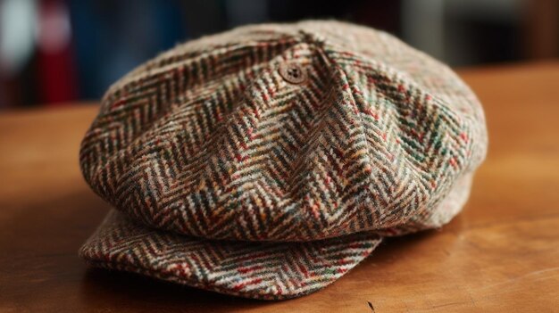 Photo a newsboy cap with a tweed pattern