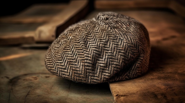 Photo a newsboy cap with a tweed pattern