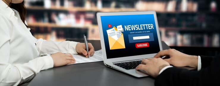 Photo newsletter signup page on computer for customer to subscribe brisk newsletter