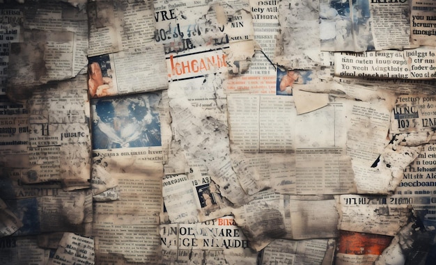 Newspaper background with collage of old newspapers and articles