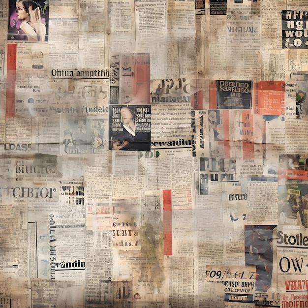 Newspaper collage background banner panorama