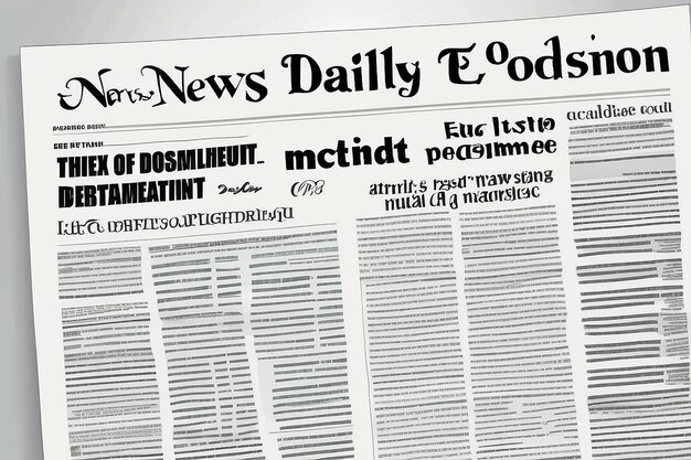 Newspaper column Printed sheet of news paper with article text and headline publication design