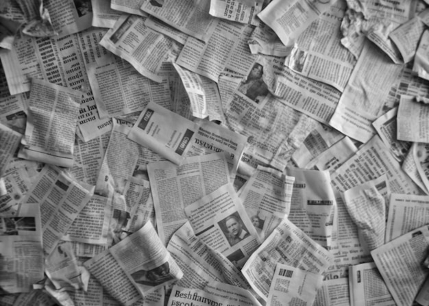 Newspaper Magazine Collage Background Texture Torn Clippings Scrap Paper Black and White