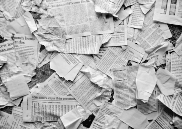 Newspaper Magazine Collage Background Texture Torn Clippings Scrap Paper Black and White