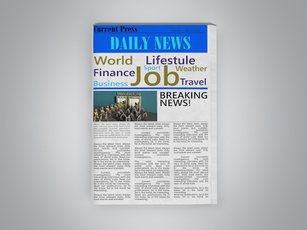 newspaper in stack 3d render on grey