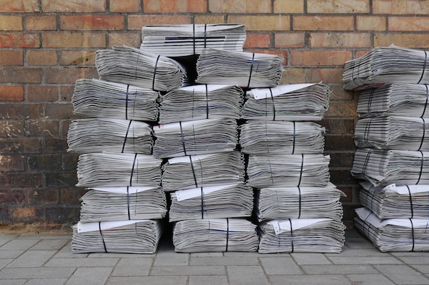 Newspaper stack on street