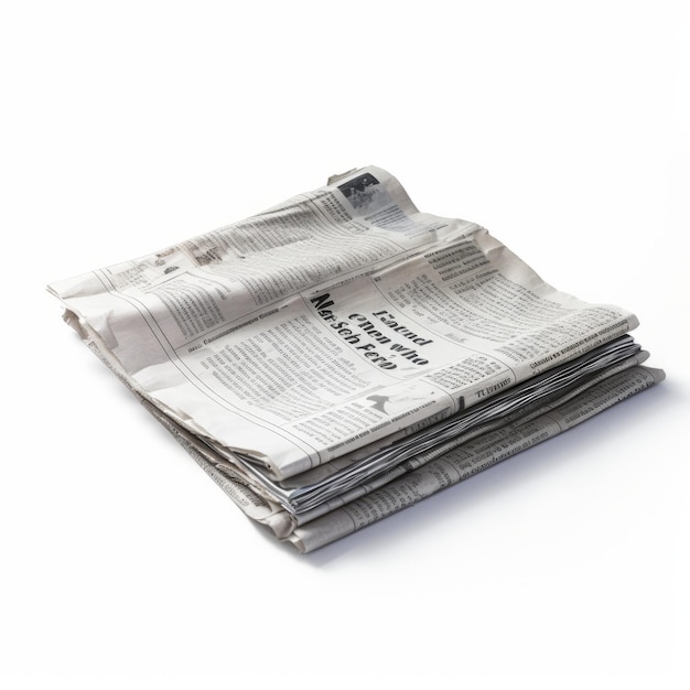 Newspaper Stack On White Background Tadao Ando Inspired Matte Photo