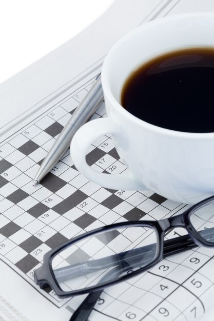 Newspapers and crossword puzzle