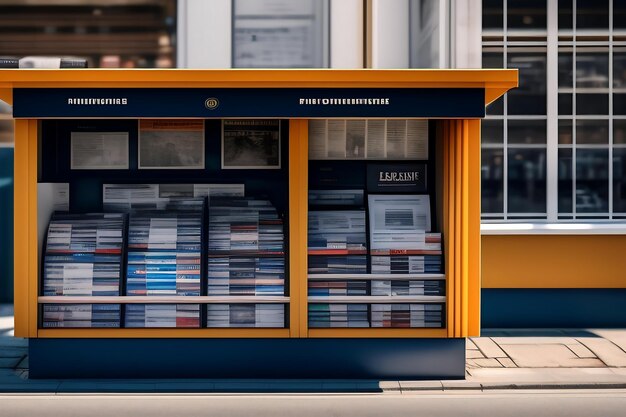 A newsstand with newspapers and magazines