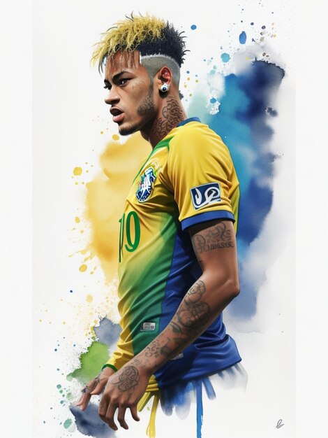 Neymar junior aquarel