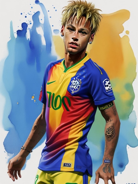 Neymar junior watercolor