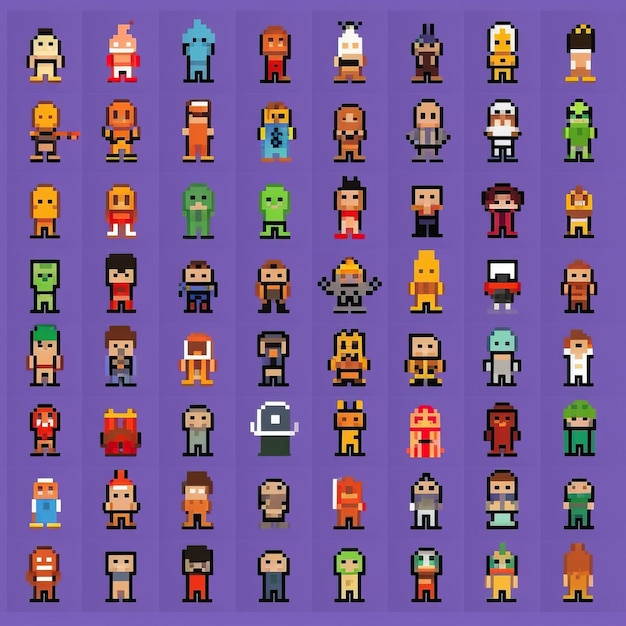 an nft collection of 100 simple 8 bit characters called