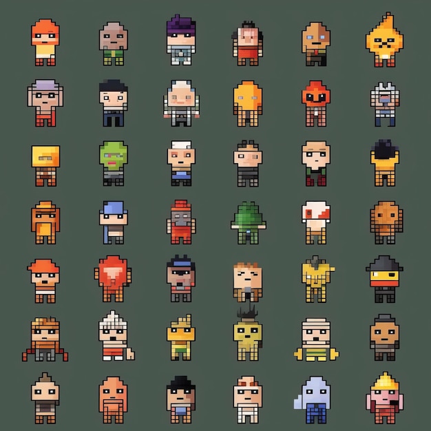 Photo an nft collection of 100 simple 8 bit characters called