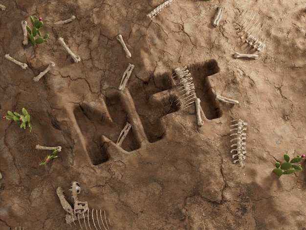 NFT Crypto Ground Hole Dry Fossil Dead Excavation 3D Illustratie