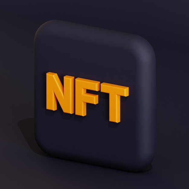 Логотип символа криптовалюты NFT 3d иллюстрация