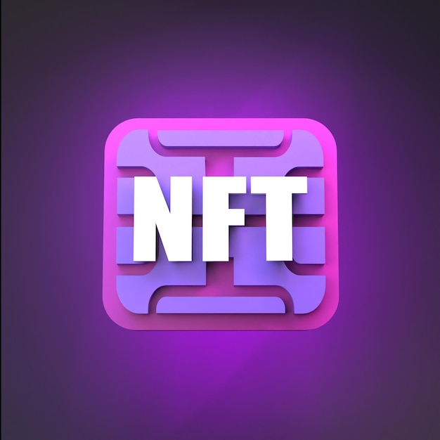 사진 칩 3d 렌더링이 있는 nft 아이콘