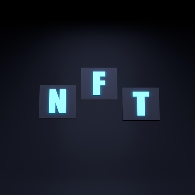 NFT neon icon 3d render illustration