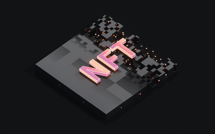 Photo nft nonfungible tokens concept with dark background 3d rendering