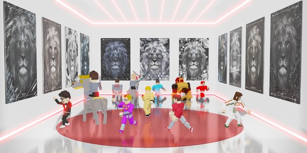 NFT в песочнице Аватары NFTProjects на Metaverse и NFT Art Gallery 3D-иллюстрации