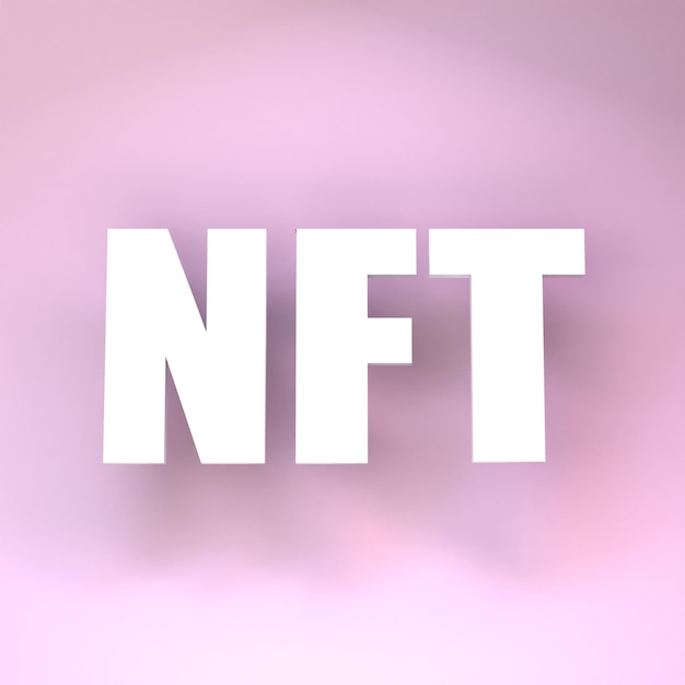 NFT-tekst afgebeeld in 3D 3D render