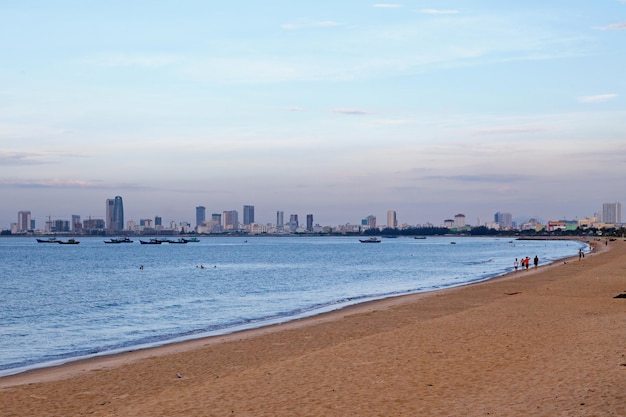 Nguyen Trai Beach at dusk in Da Nang Vietnam