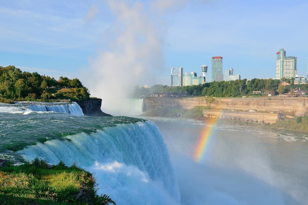 Niagara Falls in the morning with rainbow