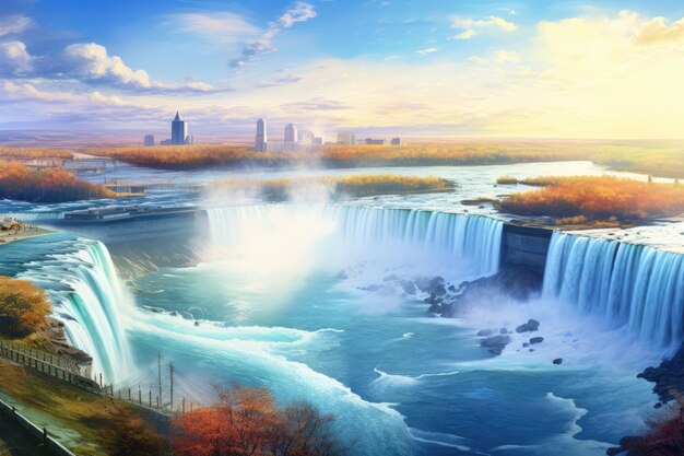 Photo niagara falls national park united states of america usa beautiful spring views of niagara falls ai generated