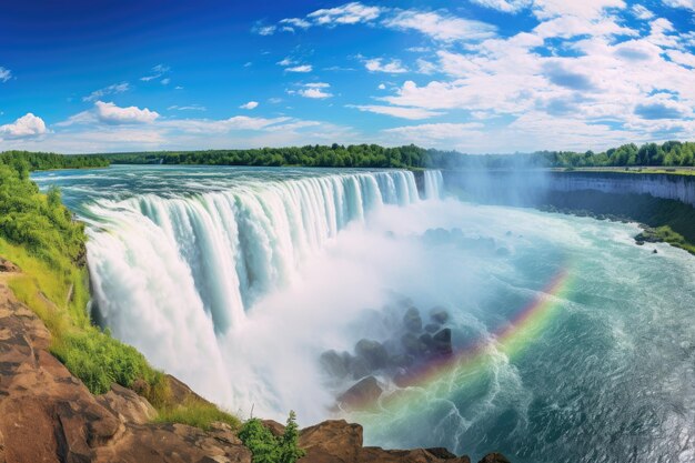 Niagara Falls USA Niagara Falls is de grootste waterval ter wereld Niagara Falls panoramisch uitzicht in de zomer Ontario Canada AI Generated