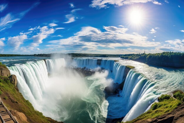 Niagara Falls Verenigde Staten van Amerika Panoramisch uitzicht Niagara Falls panoramisch uitzicht in de zomer Ontario Canada AI Generated