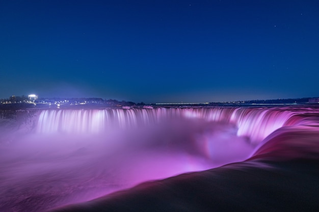 Niagara waterfall at night with beautiful colors