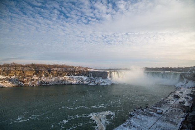 Ниагарский водопад зимой в Канаде и США