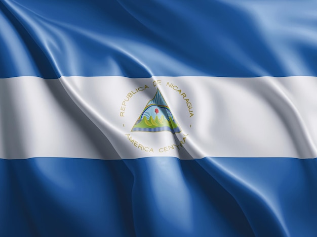 Nicaragua flag flutter and waving