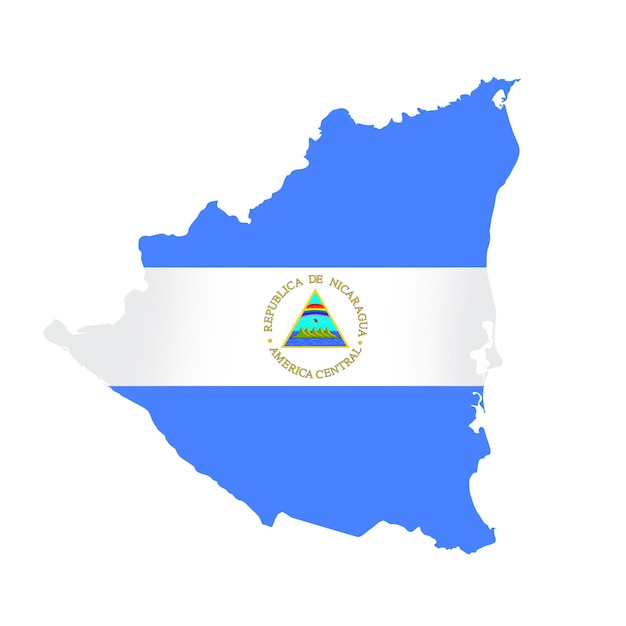 Nicaragua flag map country outline with national flag