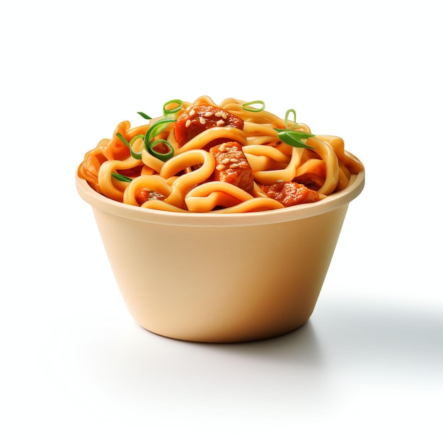 Photo nice 3d clay icon of a takeaway noodles on a white backgroundwith a soft shadow falling behind