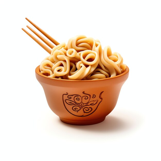 nice 3D clay icon of A TAKEAWAY NOODLES on a white backgroundwith a soft shadow falling behind