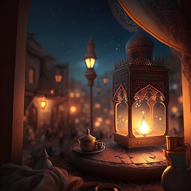 A nice background and Muslim lamp