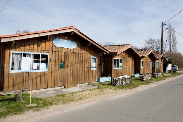 Nice and beautiful wood Beach Huts in France