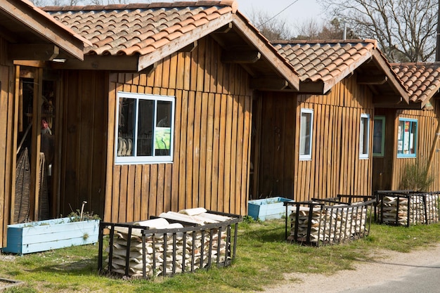 Nice and beautiful wood Beach Huts in France