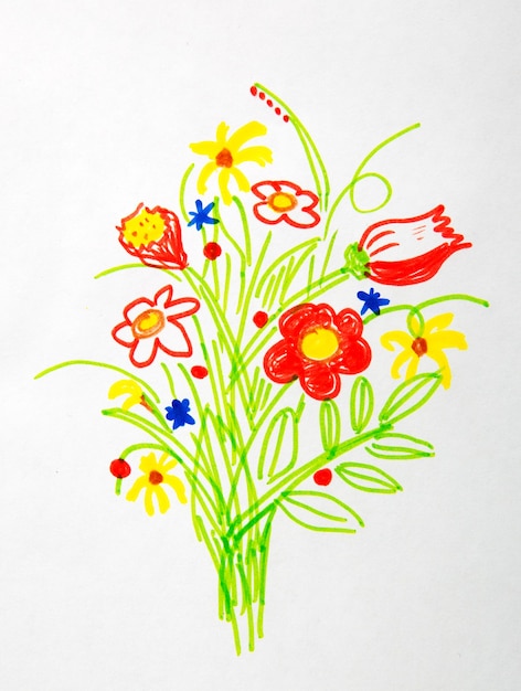 Photo nice bouquet of flower drawing