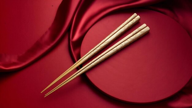 Nice chopsticks on red