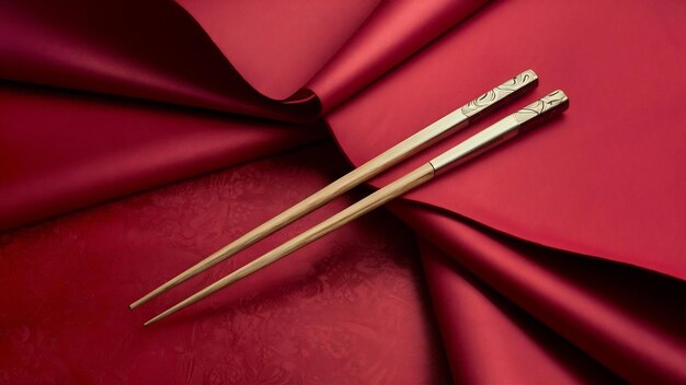 Nice chopsticks on red