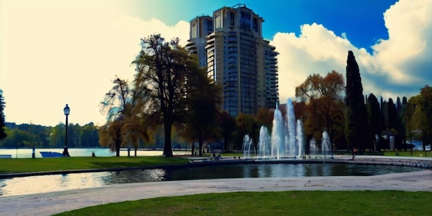 Nice city park by the lake