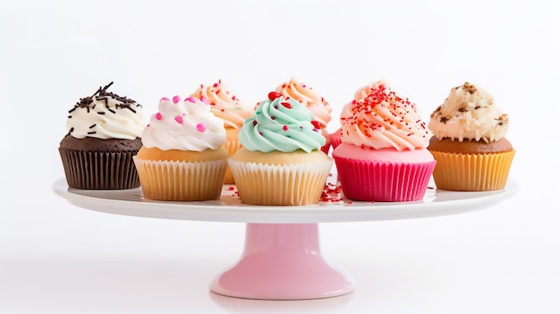 Nice Close Up View of Various Sweet Cupcakes Isolated