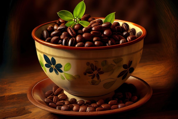 Nice Coffee beans in ceramic bowl