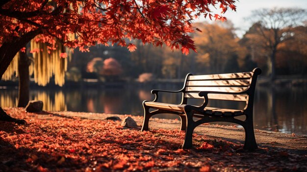 A nice couple setting in a bench in variant autumn park