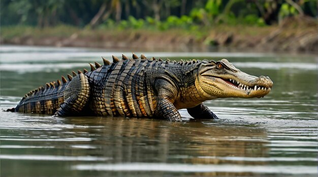 Nice crocodile Standing in sundarban of bangladesh photography image Ai generated art