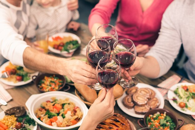 Nice family having tasty dinner