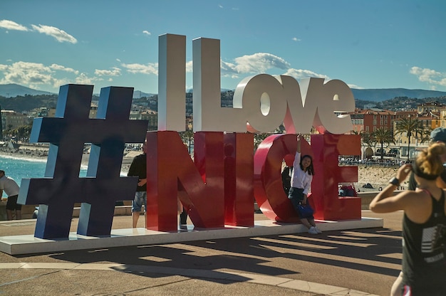 NICE, FRANKRIJK 26 FEBRUARI 2020: I love nice