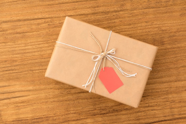 Nice gift wrapped with brown paper