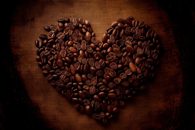 Хорошее сердце из кофейных зерен